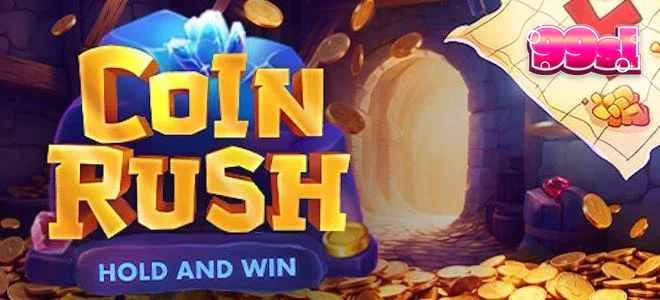 Tampilan visual slot Coin Rush dengan desain 3x3 yang cerah dan modern.